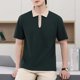 thumbnail image 1 of pstuiky Mangas cortas para hombre, Camisa de manga corta con cuello vuelto y cremallera informal de color liso para hombre camisetas de hombre m, 1 of 7