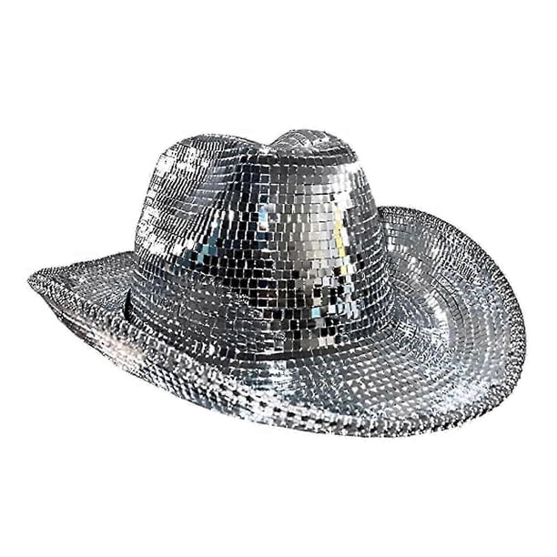 Disco Ball Cowboy Hat, Mirrored Ball Cowboy Hat, Bachelorette Bachelor Party Hat, Women Sparkly Glitter Space Hat