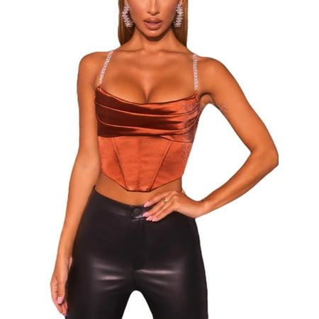 

Fanvereka Women Bustier Top Y2K Crop Strap Tank Vintage Streetwear