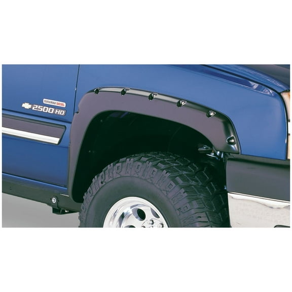 Bushwacker by RealTruck Pocket/Rivet Style Front Fender Flares | 2 Pc Black, Smooth Compatible with 1999-2007 Chevrolet/GMC 1500 Classic, 2003-2006 Avalanche 1500/2500 w/o Body Hardware