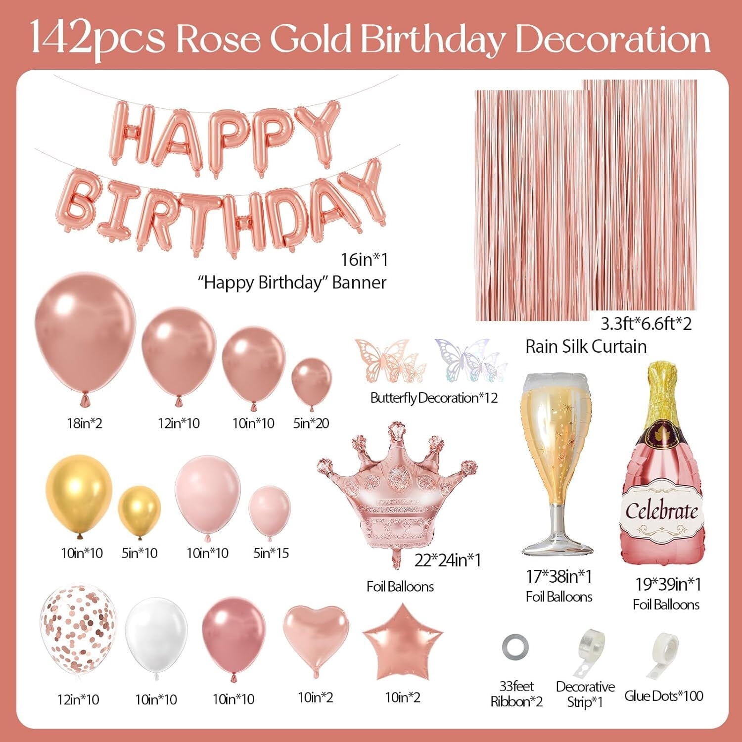 Pink Golden Ball Wreath Bow Set, Birthday Party Decoration, Birthday Party and Wedding Balloon Supplies, Baby Shower Latex Balloon