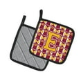 thumbnail image 2 of Letter E Football Maroon and Gold Pair of Pot Holders, 2 of 2