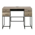 thumbnail image 2 of DUOSONG Rustic Oak And Black 4-Drawer Writing Desk Black+Brown Wood+Metal Furniture Office Desks & Work Surfaces, 2 of 6