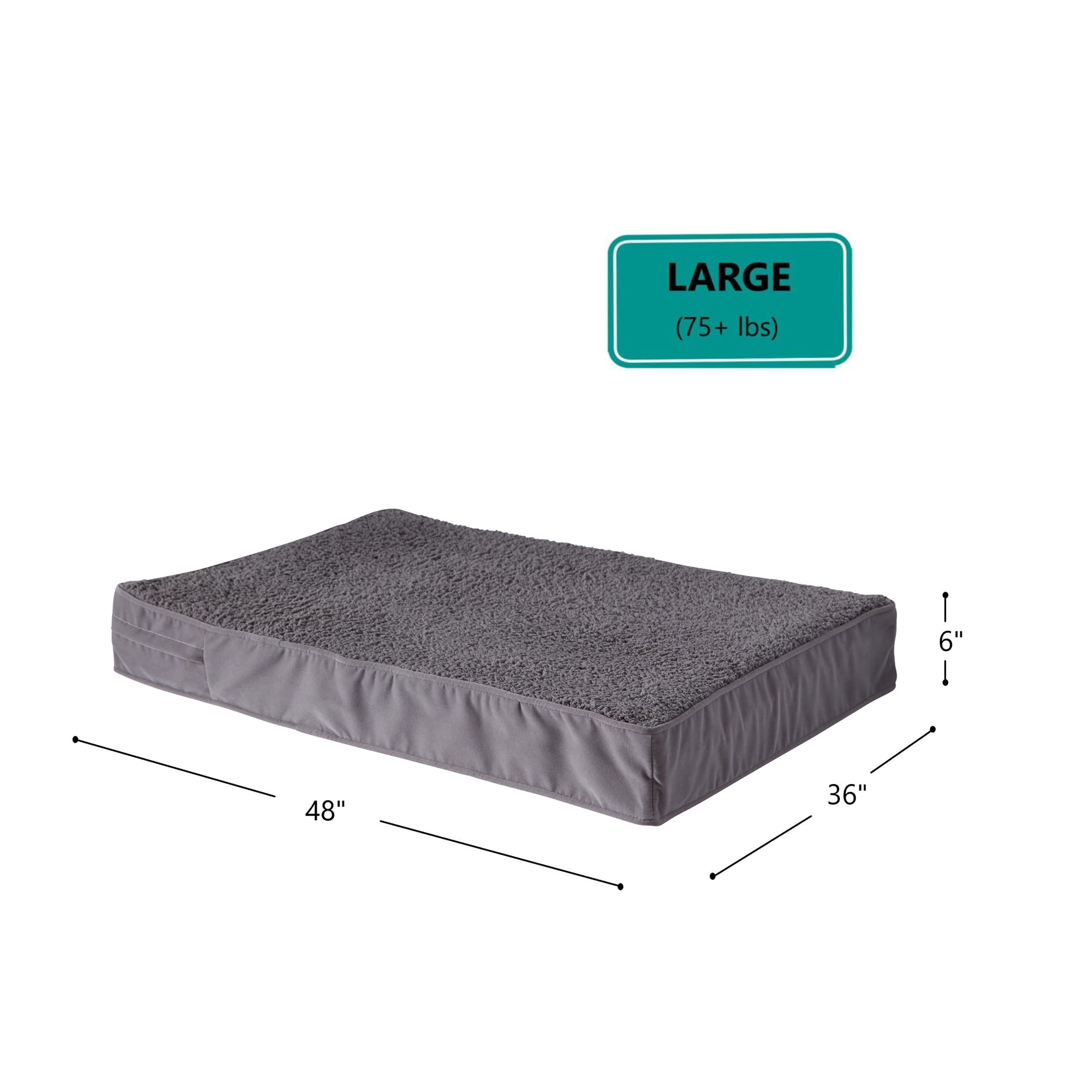 Happy Hounds Oscar Sherpa Orthopedic Dog Bed, Gray, Large (48 x 36 in.)