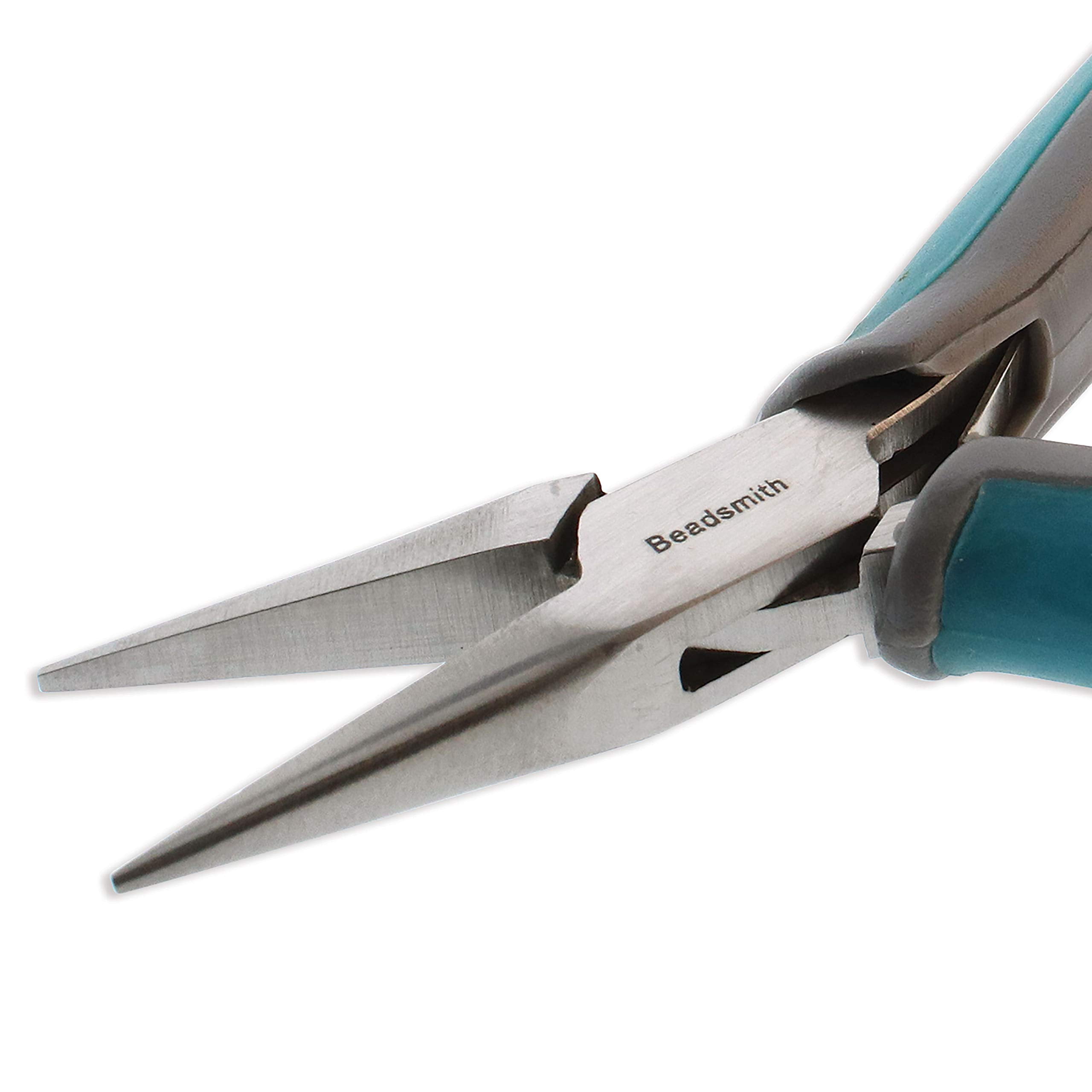 The Beadsmith Simply Modern Chain Nose Pliers, 4.5 inches (114mm) with polished steel head, PVC grip handles and double-leaf springs, tool for jewelry making