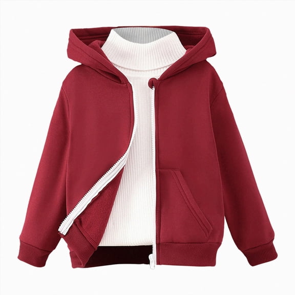 Ymyiu Boys Jackets Baby Boys' Insulated Hooded Zip-Up Jacket 4T 5T(Red, 4-5 Years)