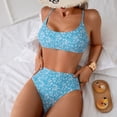 thumbnail image 4 of BOBOGOJP Women's Floral Print Bikini Sets Two Piece Swim Suits 2026 High Waisted Scoop Bathing Suits Blue for Size S, 4 of 7