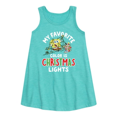 

SpongeBob SquarePants - My Favorite Color Is Christmas Lights - Toddler and Youth Girls A-line Dress