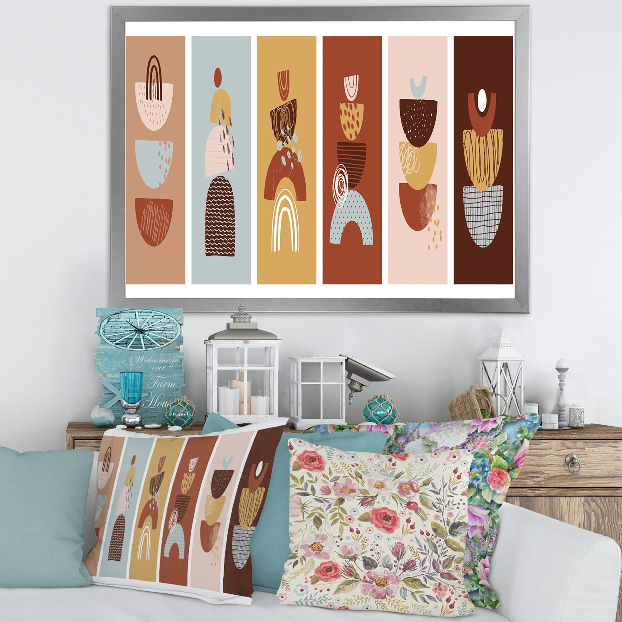 Designart 'Compostion Minimalistic of Organic Shapes II' Modern Framed Art Print