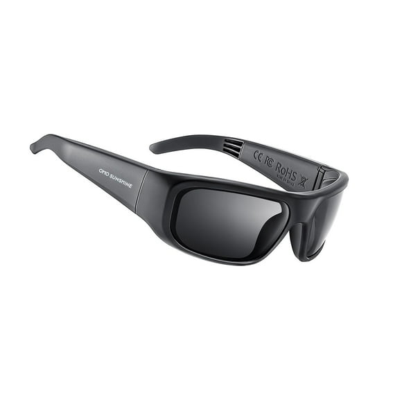 OhO Lunettes Intelligentes, Lunettes de Soleil Polarisées avec Haut-Parleur Bluetooth, Protection UV Athlétique/extérieure et Contrôle Vocal, Unisexe (Objectif Gris)