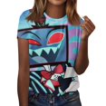 thumbnail image 2 of Hazbin Hotel Moda Casual Mujer Impreso Cuello Redondo Manga Corta Camiseta Top Azul/3XL, 2 of 5