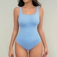 thumbnail image 2 of ZQUUVOU Women's Crew Scoop Neck Bodysuit Sleeveless Thong Tummy Control Shapewear Tops Tank Leotard Body Suits Sky Blue A, 2 of 5