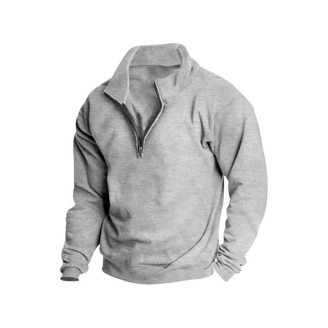 Fashnice Men Sweatshirts Fuzzy Fleece Pullover Crew Neck Sweatshirt Athletic Sports Top Shallow Gray 3XL