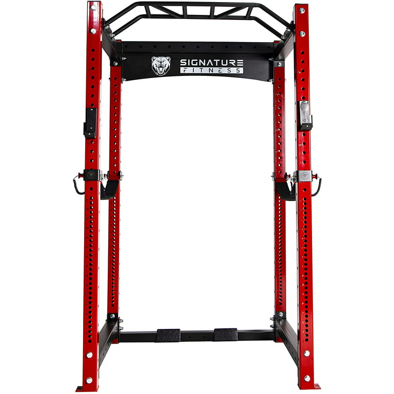 Signature Fitness SF-3 1,500 Pound Capacity 3 In. x 3 In. Exercise Power  Cage Squat Rack, Includes J-Hooks and Safety Straps, Other Optional  Accessories 