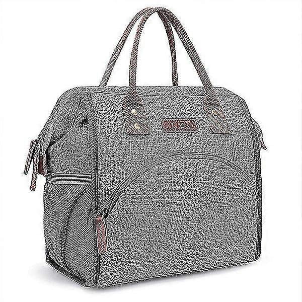 Oxford Large Lunch Bag Insulated Canvas Food Bag Tote Picnic Thermal Lunch Bags (Gray)