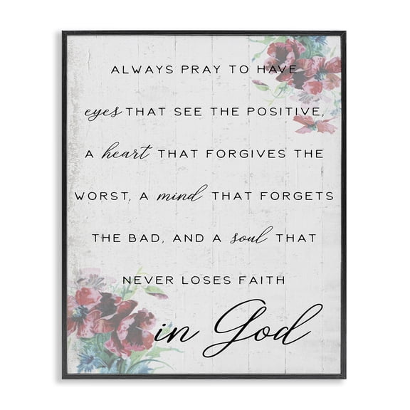 Stupell Industries Traditional Heart Mind and Soul for God Black Framed Giclee Art, 11 x 14, by Lil' Rue