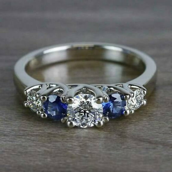 Engagement Ring 2Ct Round Cut Lab Created Sapphire/Diamond in 14K White Gold Plated