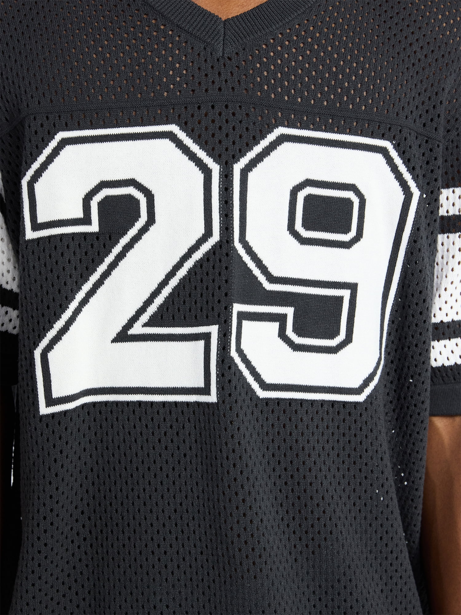 No Boundaries Mesh Sweater Knit Football Jersey Inspired Shirt with Short Sleeves, Men's XS-3XL
