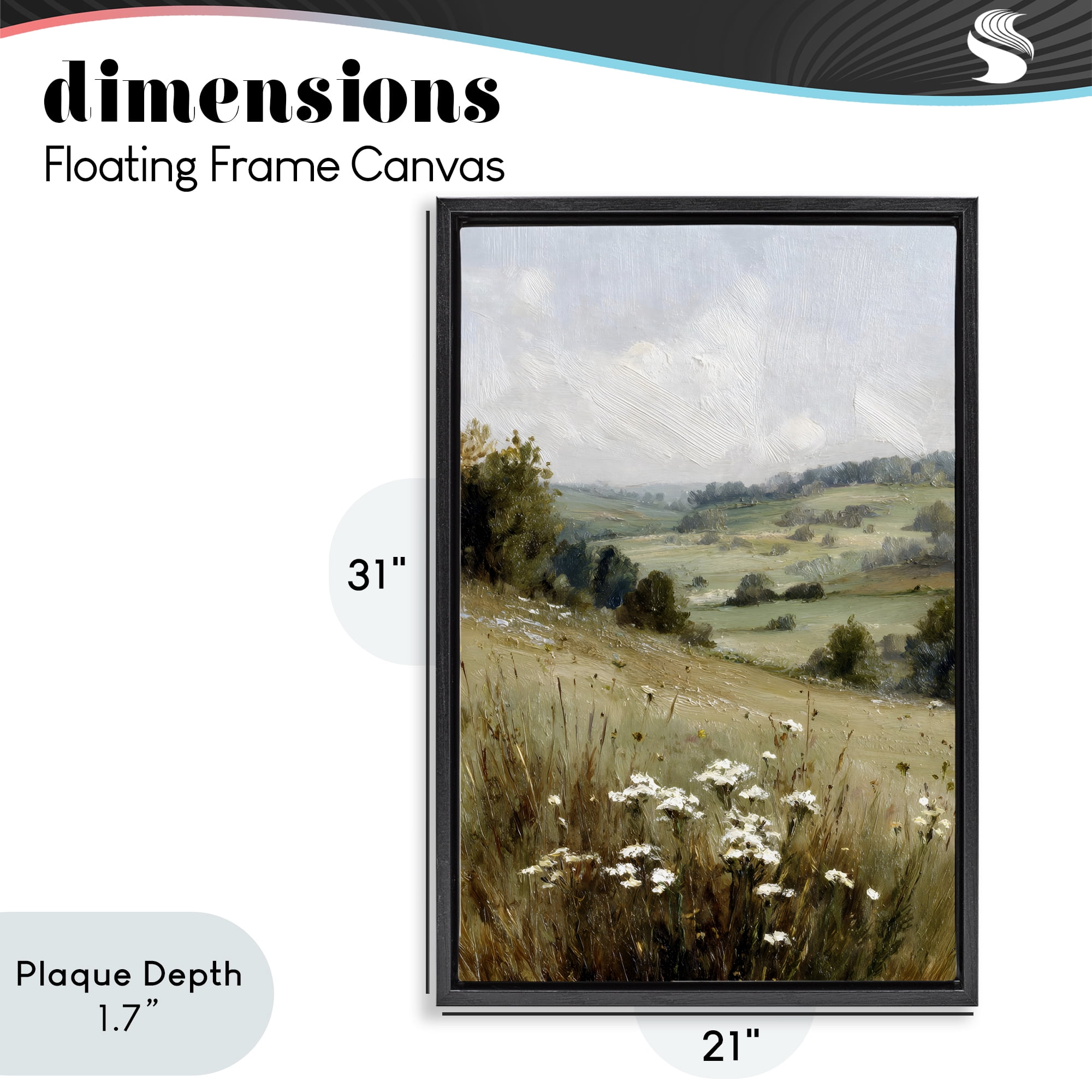 Stupell Industries Hill of White Flowers Black Framed Floater Canvas Wall Art, design by Petal Prints Design