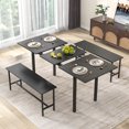 thumbnail image 4 of Costway 3 Piece Dining Table Set for 4-6  63"Kitchen Table with 2 Benches Metal Frame Black, 4 of 10