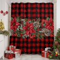 thumbnail image 6 of 60x72 Inch Shower Curtains for Bathroom, Christmas Poinsettia Bath Curtain Decor, Xmas Pinecones Berry Snowflake Red Plaid Waterproof Restroom Curtains Shower Set Accessories with 12 Hooks 60 Inch, 6 of 8
