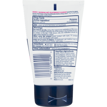 Biore Cleanser Warming Anti-Blackhead, 4.5 OZ