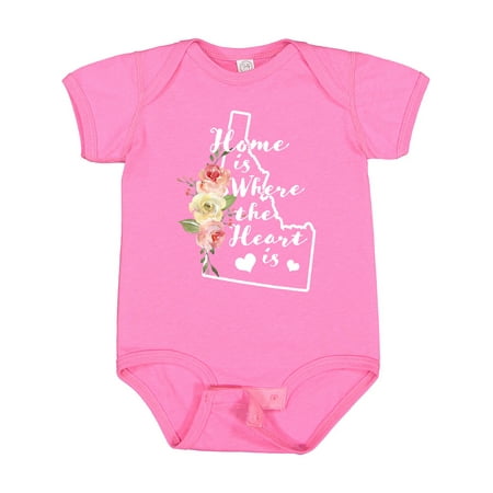 

Inktastic Idaho Home is Where the Heart is with Watercolor Floral Boys or Girls Baby Bodysuit