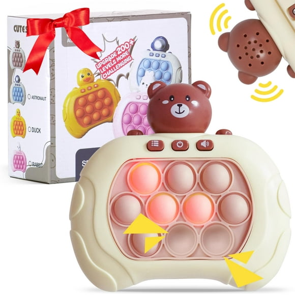 Dazmers Electronic Pop it Game - Puzzle Pop Fidget Game(Brown Bear) - Quick Lighted Fidget Popper with Sounds - Stress-Reliever and On-The-Go Sensory Entertainment - 4.7Lx2.4Wx5.1H-Inch