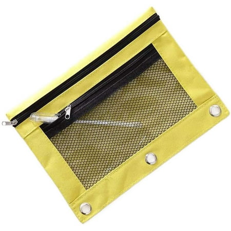 B5 Size Double Zipper 2 Pocket Pencil Bag, Transparent Mesh File Pouch ...