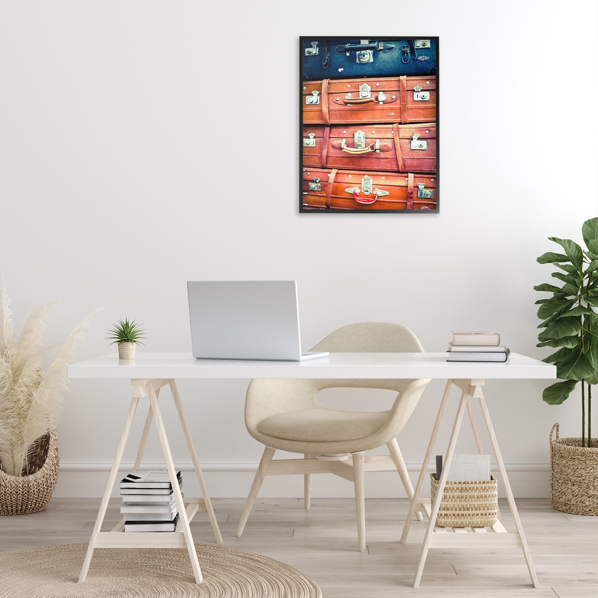 Stupell Industries Varied Stacked Suitcases Novelty Photography Black Framed Art Print Wall Art, 24 x 30