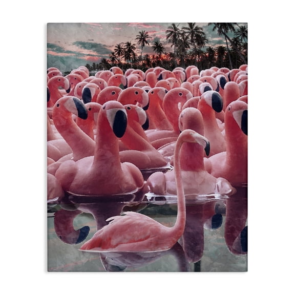 Stupell Industries Flamingo Among Floats Nautical & Beach Painting Wrapped Canvas Art Print Wall Art, 16 x 20