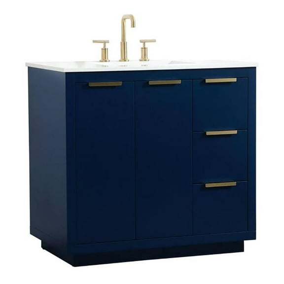 36 inch single bathroom vanity in blue