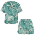 thumbnail image 3 of Beach Seashell Starfish Print Women'S Pajamas Set Summer Sleepwear Sets 2 Piece Lounge Set, 3 of 7