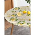 thumbnail image 3 of Round Fitted Tablecloth Elastic Edged Table Cover,Summer Farmhouse Lemon on Vintage Stamp Waterproof Wipeable Table Cloths for Kitchen Dining Party Fit up 36"-44" Tables,Rustic Fruit Theme, 3 of 6