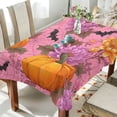 thumbnail image 4 of 54x54 Inch Tablecloth Polyester Square Tablecloth for Home Kitchen Dinner Decor Pink Flowers and Pumpkins, 4 of 9
