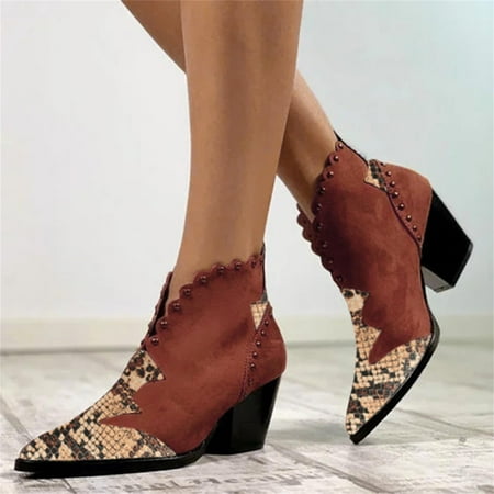 

TANGNADE Retro Serpentine Fashion Women s Pointed Zipper Shoes Boots Short High Heels Breathable Chunky Women s Boots