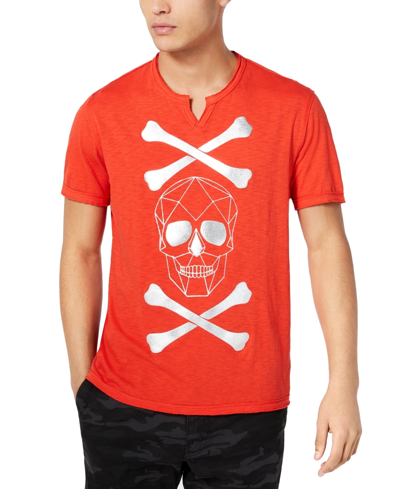 INC Mens T-Shirt Hot Sauce Skull Split 
