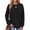 Black, variant on UVN Sweatshirts for Women Casual Long Sleeve Shirts Loose Fit Pleated Front Crewneck Tunic Tops