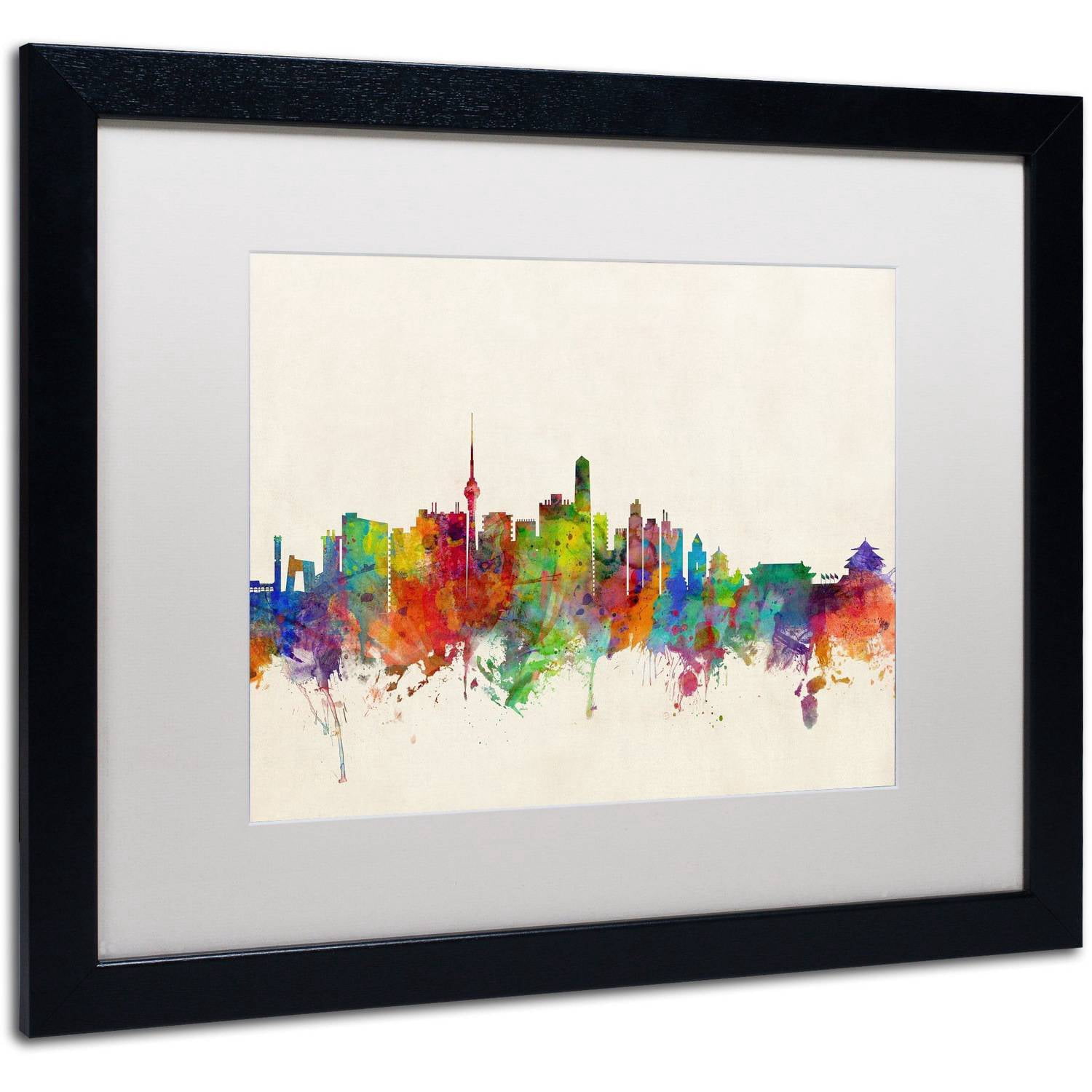 Trademark Fine Art 'Beijing China Skyline' Canvas Art by Michael Tompsett, White Matte, Black Frame