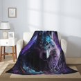 thumbnail image 2 of Sikiie Purple Sky Wolf Cozy Flannel Fleece Throw Blanket: Lightweight & Thick for All Seasons - Perfect for Women, Men, & Kids", 2 of 6