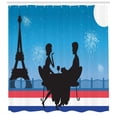 thumbnail image 3 of Eiffel Tower Shower Curtain, Couple Having Wine by a Landscape, Fabric Bathroom Set with Hooks, 69W X 84L Inches Extra Long, Charcoal Grey Dark Coral Dark Violet Sea Blue, by Ambesonne, 3 of 3