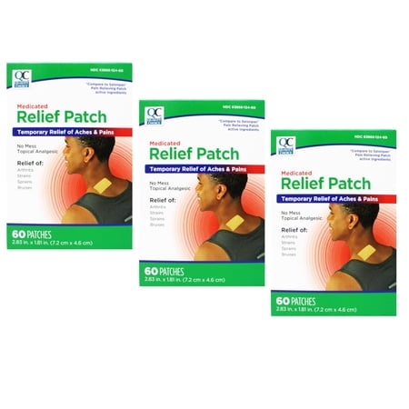 3 Pack -Quality Choice Medicated Relief Patch, Temporary Relief of Aches & Pains – 60 Patches