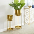 thumbnail image 2 of CosmoLiving by Cosmopolitan 32", 24"H Gold Metal Planter with Removable Stand (2 Count), 2 of 9