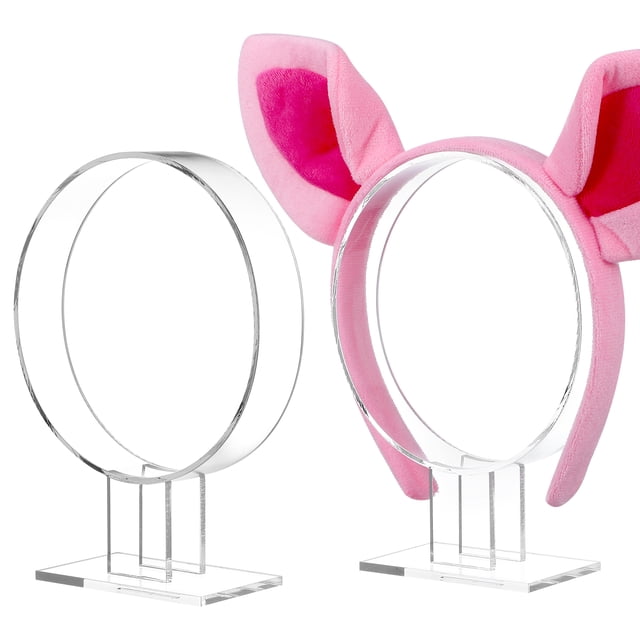 2 soportes transparentes para diademas: expositor acrílico para accesorios de cabello, ideal para organizar diademas y aros en tiendas y hogares.