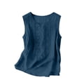 thumbnail image 4 of Mifsaly Mexican Embroidered Tank Tops for Women Crewneck Cotton Linen Sleeveless Top Summer Casual Boho Blouses Breathable Lightweight Beach Vacation Outfits L, 4 of 9