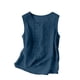 thumbnail image 5 of Craaazy Women's Relaxed Fit Round Neck Tank Top, Solid Color Sleeveless Cotton Linen Top, Loose Comfy Embroidered Casual Vest for Work & Daily Wear Gifts, 5 of 9