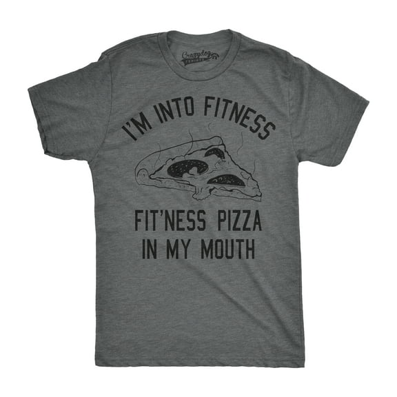 Mens Fitness Pizza In My Mouth T Shirt Funny Fitness Workout Foodie Tee for Guys Graphic Tees