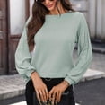 thumbnail image 6 of IMENGL Long Sleeve Shirts for Women Soft Knit Loose Fit Length Relaxed Fit Daily Wear Fall Weekend Travel Layering T-Shirt Casual Women's Basic Tee Long Sleeve Tops,Green, 6 of 6