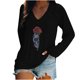 thumbnail image 2 of Pntutb Moda Mujer Casual Cuello en V Halloween Impreso Camiseta de manga larga Pntutb Pntutb-6896, 2 of 4