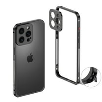ELEHOLD For iPhone 13 Case, Metal Frame Heat Dissipation Net Detachable Lens Cap Rugged Shockproof Bumper Frame Phone Case Cover For iPhone 13,Black